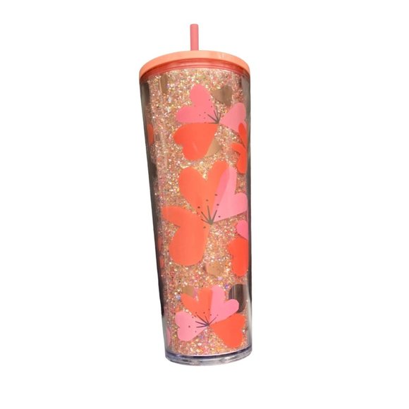 New Starbucks Pink Glitter Floral Cup 24 oz 2020 Valentines Day Tall Venti Mug w - Picture 3 of 5